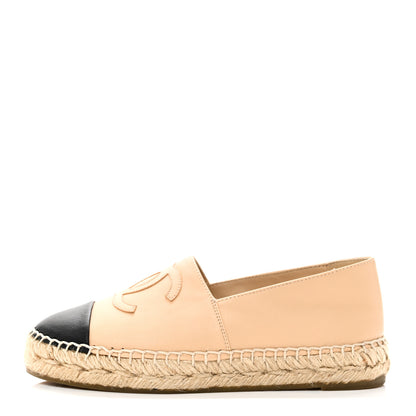Chanel Lambskin CC Espadrilles 35 Beige Black 1 of 10
