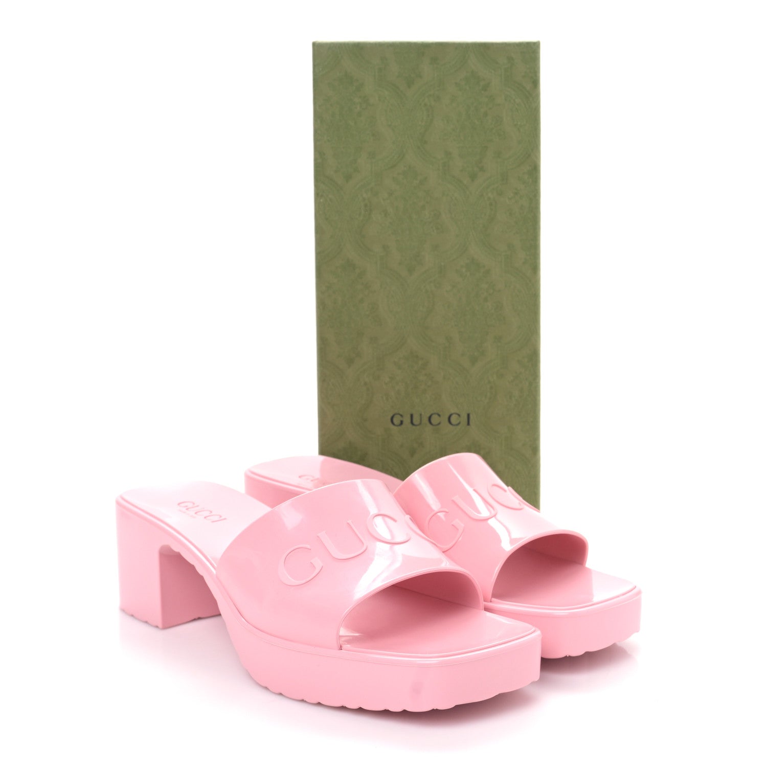 Gucci Rubber Gucci Logo Womens Platform 20/60mm Slide Sandals 41 Wild Rose 9 of 9