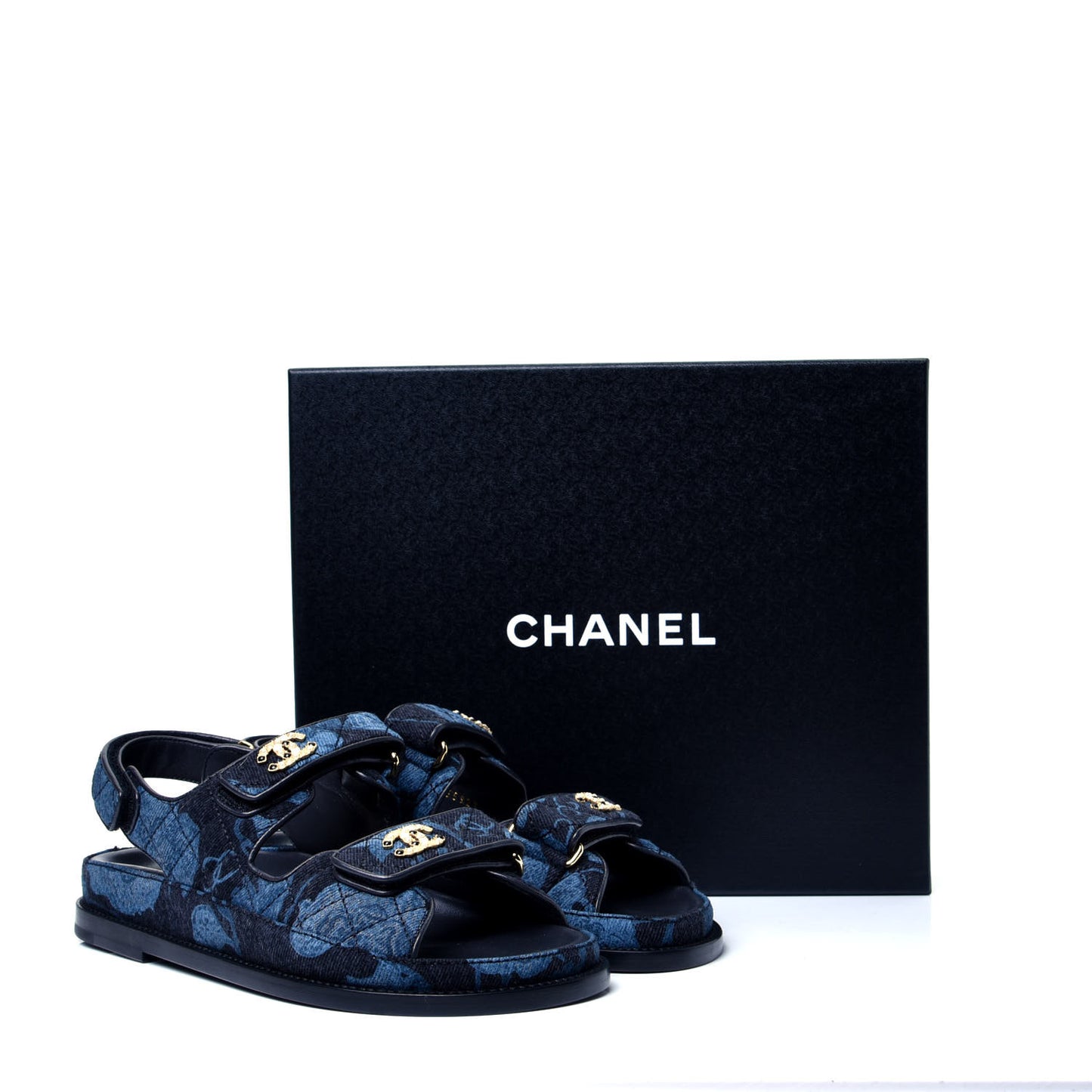 Denim Velcro Dad Sandals 37 Dark Grey Blue Black