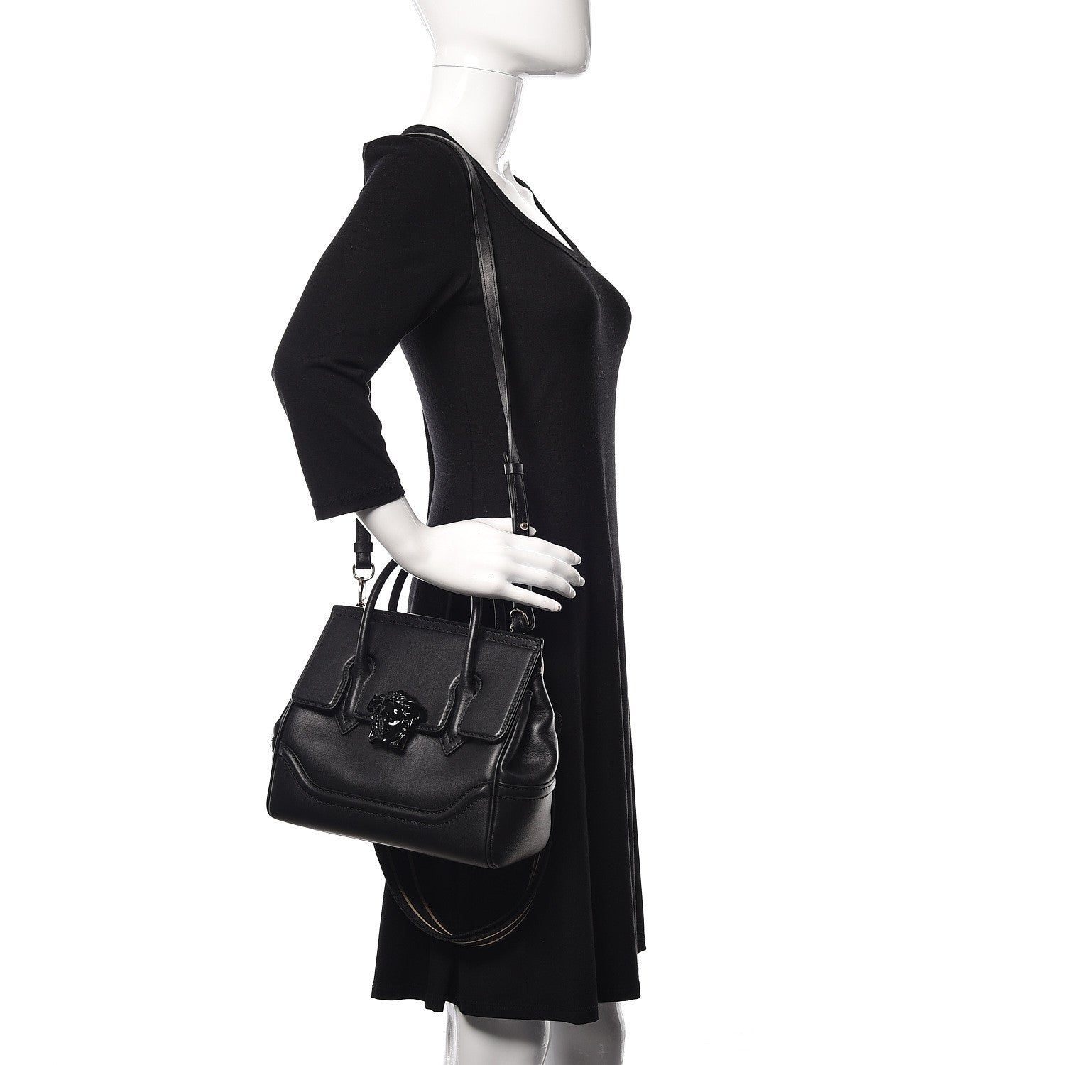 Versace Calfskin Medium Palazzo Empire Bag Black 2 of 16