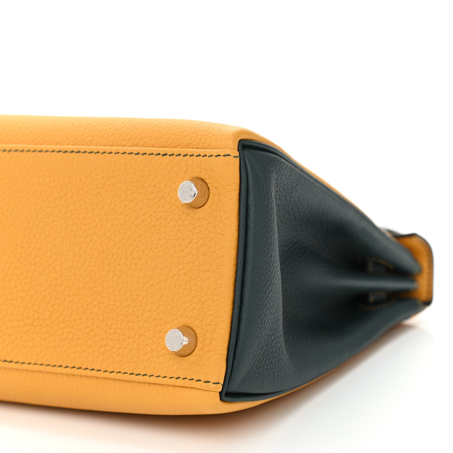 Hermes Togo Horseshoe Kelly Retourne 25 Jaune Ambre Vert Cypress 10 of 10
