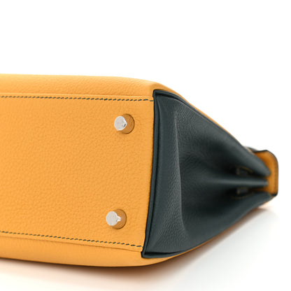 Hermes Togo Horseshoe Kelly Retourne 25 Jaune Ambre Vert Cypress 10 of 10
