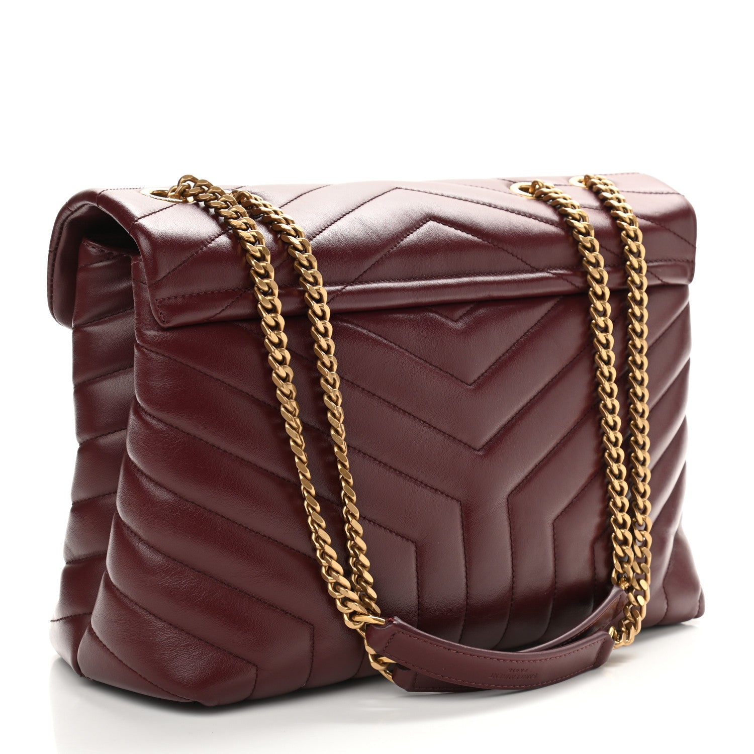 Saint Laurent Calfskin Y Quilted Monogram Medium Loulou Chain Satchel Rouge Legion 3 of 12