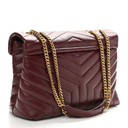 Saint Laurent Calfskin Y Quilted Monogram Medium Loulou Chain Satchel Rouge Legion 3 of 12