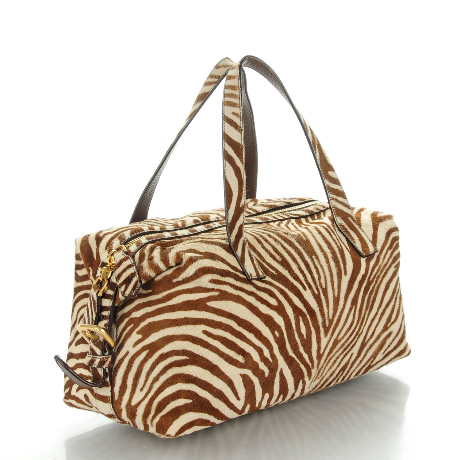 Prada Calf Hair Zebra Print Shoulder Bag White Bruciato 3 of 7