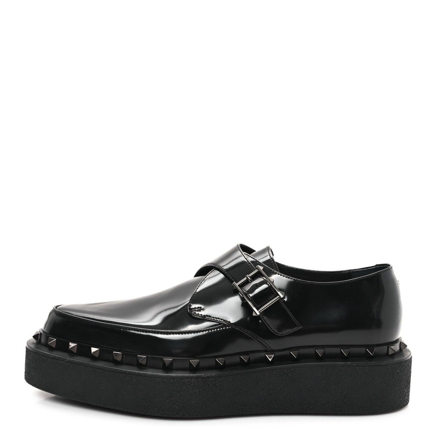 Valentino Garavani Calfskin Rockstud Mens M-Way Single Monk Loafers 42 Black 1 of 10