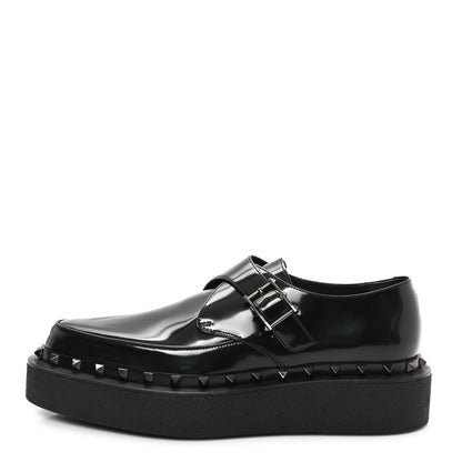 Valentino Garavani Calfskin Rockstud Mens M-Way Single Monk Loafers 42 Black 1 of 10