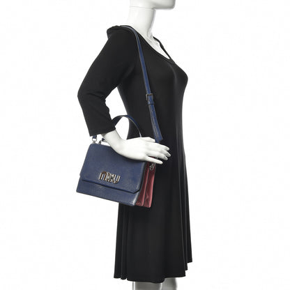 Miu Miu Goatskin Madras Miu Logo Shoulder Bag Inchiostro Bruyere 2 of 11