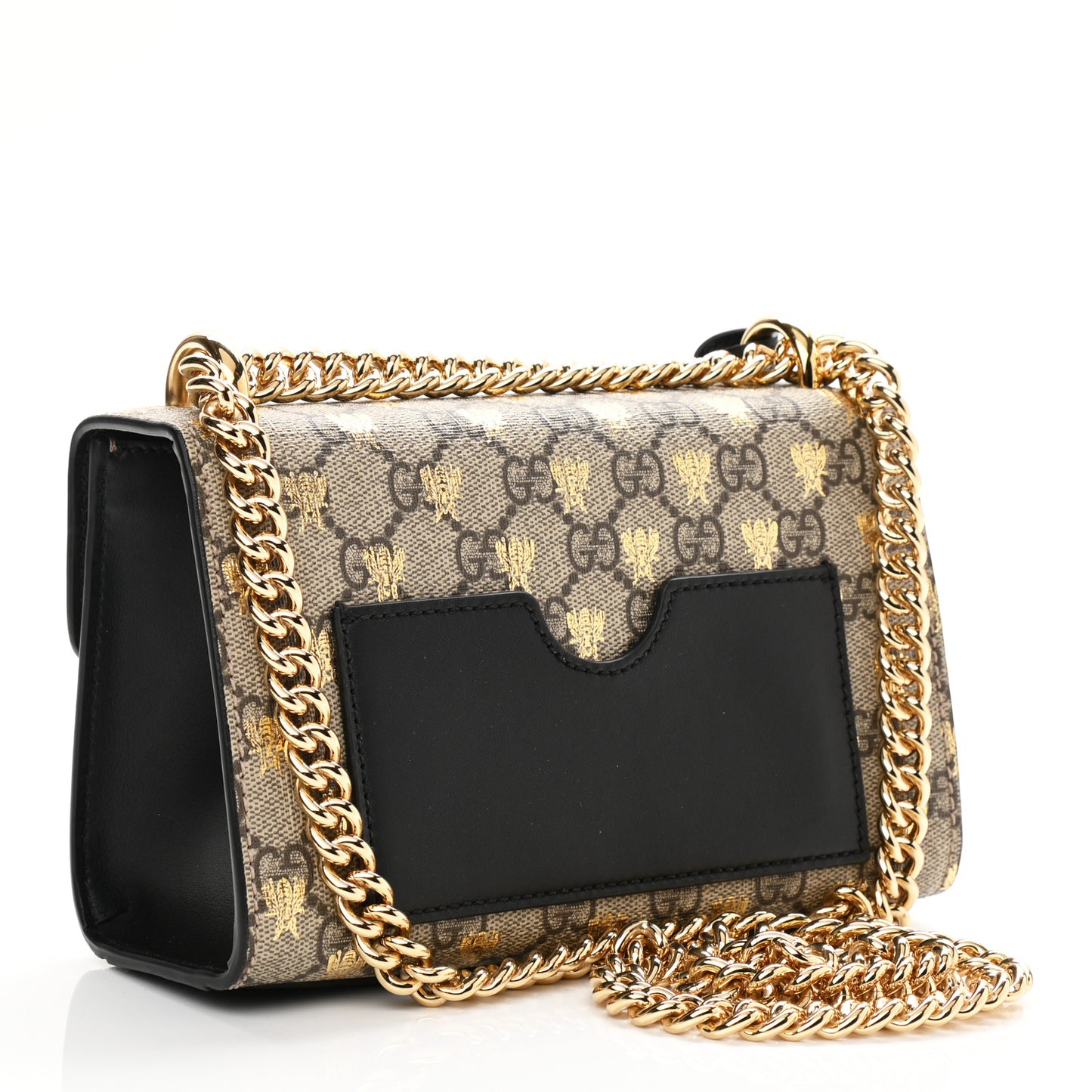 GG Supreme Monogram Bees Small Padlock Shoulder Bag Black