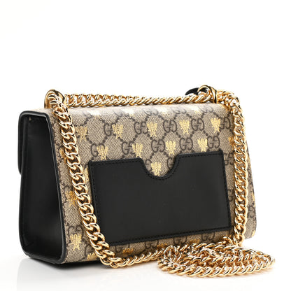 Gucci GG Supreme Monogram Bees Small Padlock Shoulder Bag Black 3 of 11