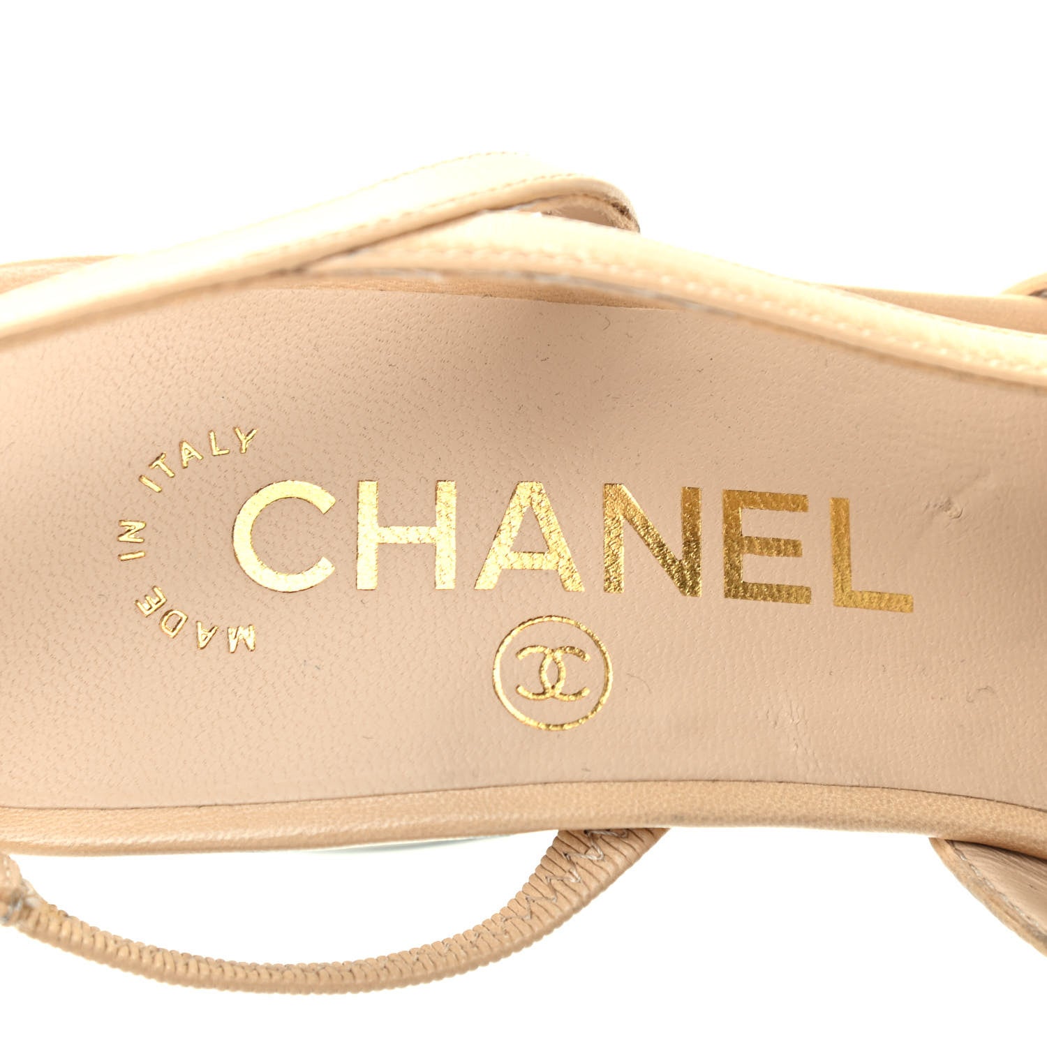 Chanel Lambskin Grosgrain Cap Toe CC Slingback Pumps 36 Beige Black 7 of 11