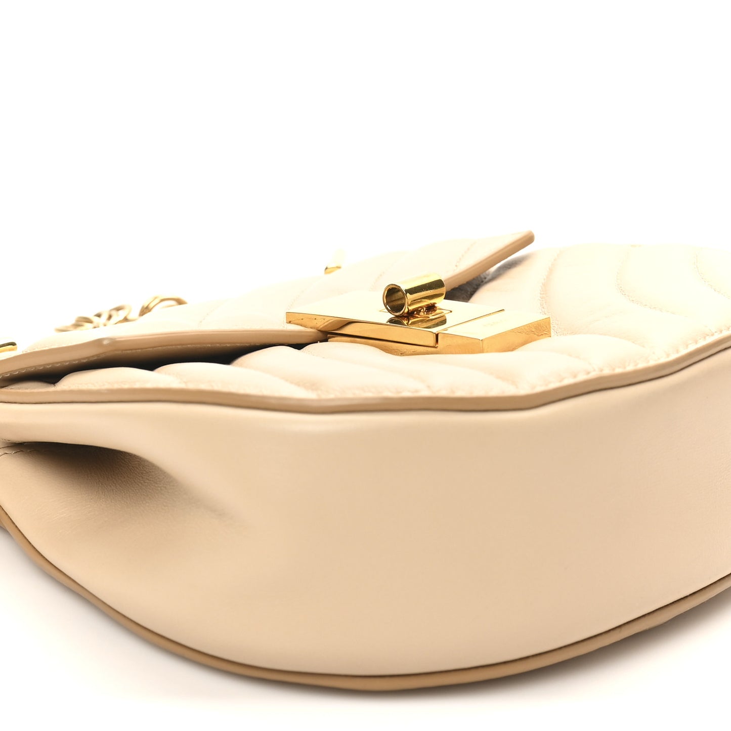 Calfskin Quilted Mini Drew Bijou Shoulder Bag Pearl Beige