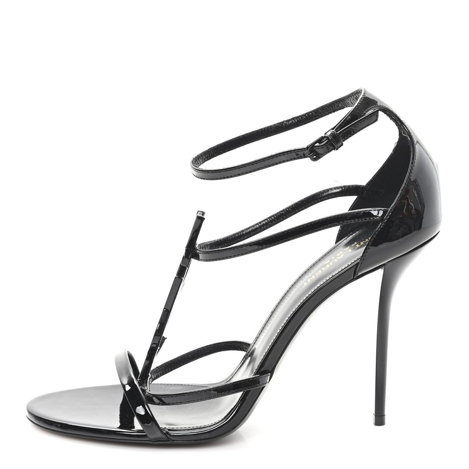 Saint Laurent Vernice Chiffon Cassandra 100 Ankle Strap Sandals 41 Black 1 of 10