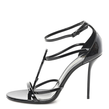 Saint Laurent Vernice Chiffon Cassandra 100 Ankle Strap Sandals 41 Black 1 of 10