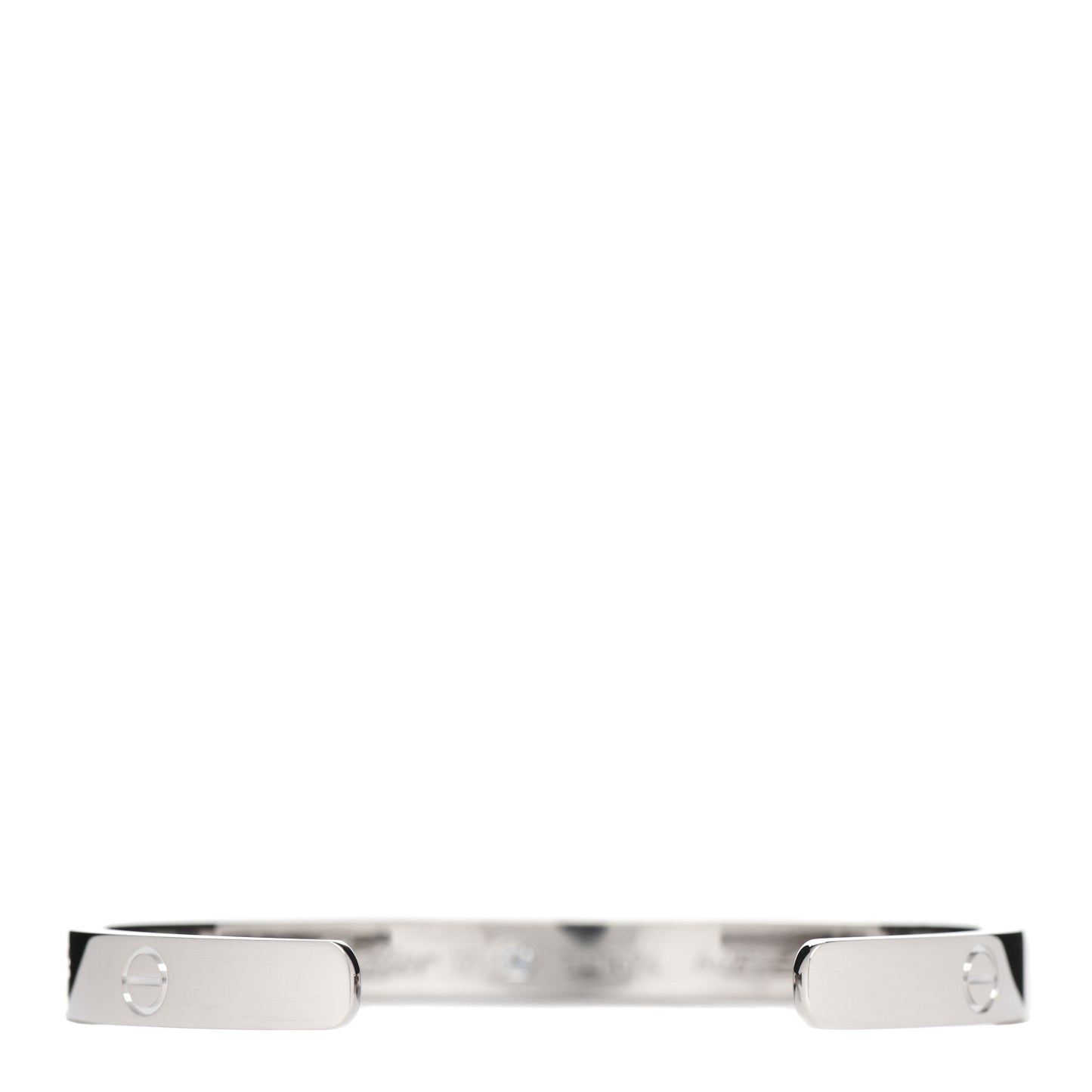 18K White Gold 1 Diamond LOVE Cuff Bracelet 17