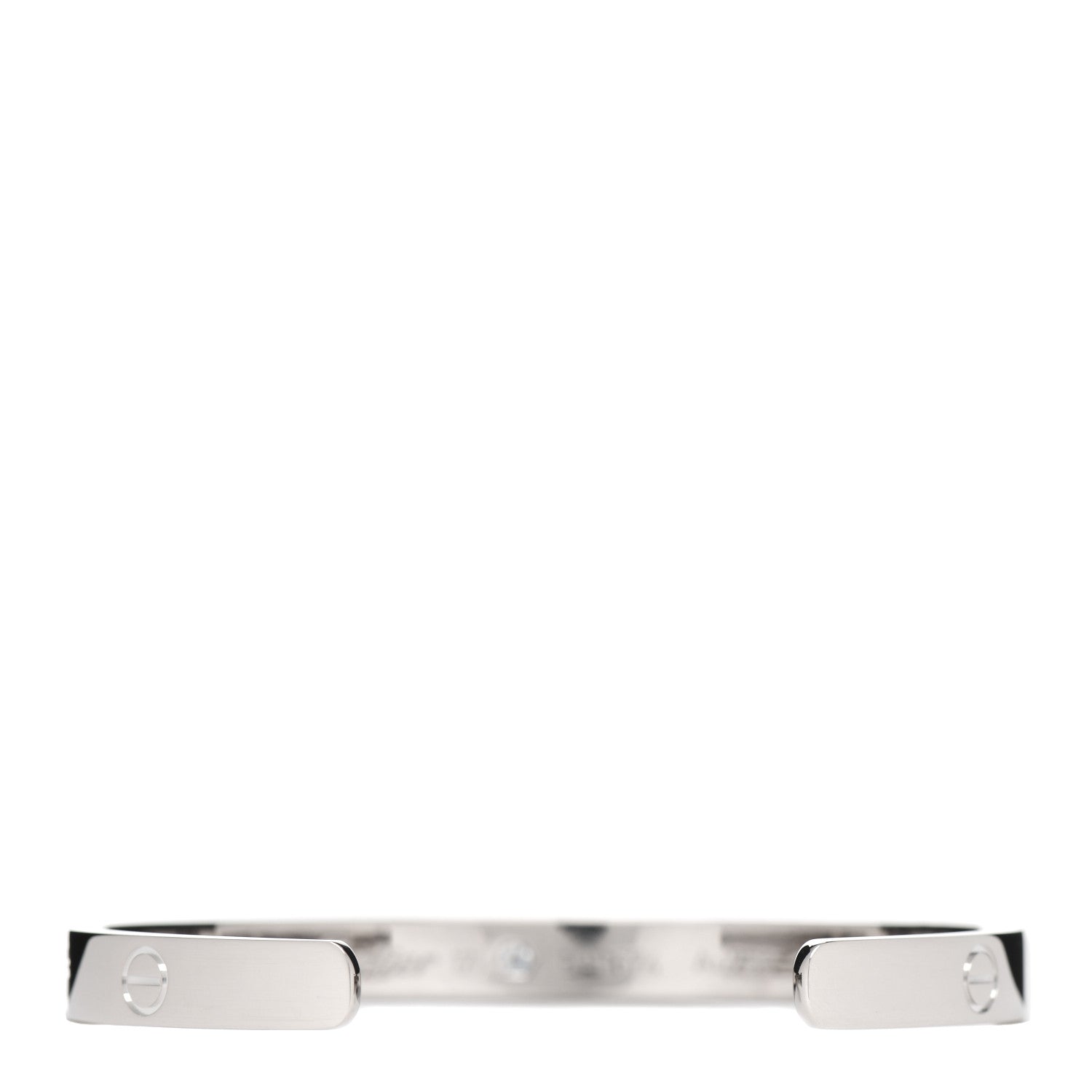 Cartier 18K White Gold 1 Diamond LOVE Cuff Bracelet 17 3 of 5