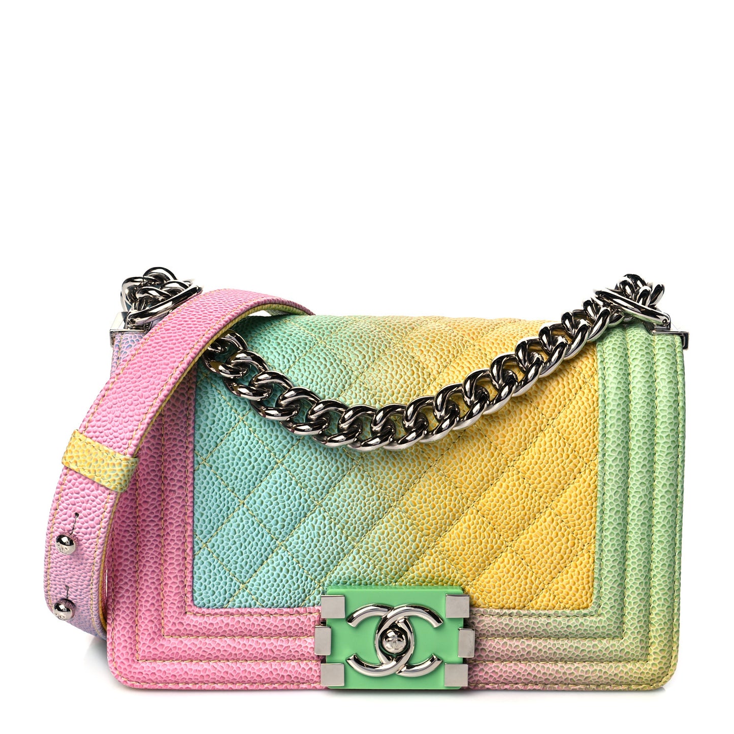 Caviar Quilted Small Cuba Rainbow Boy Flap Multicolor