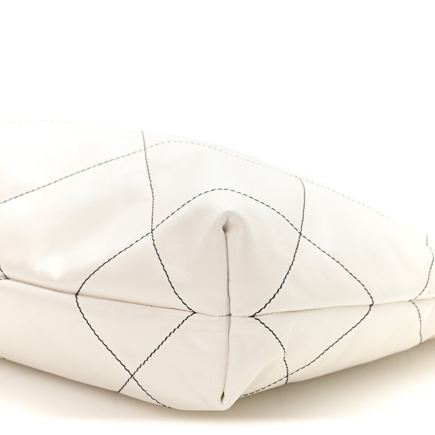 Shiny Calfskin Quilted Small Chanel 22 White Black