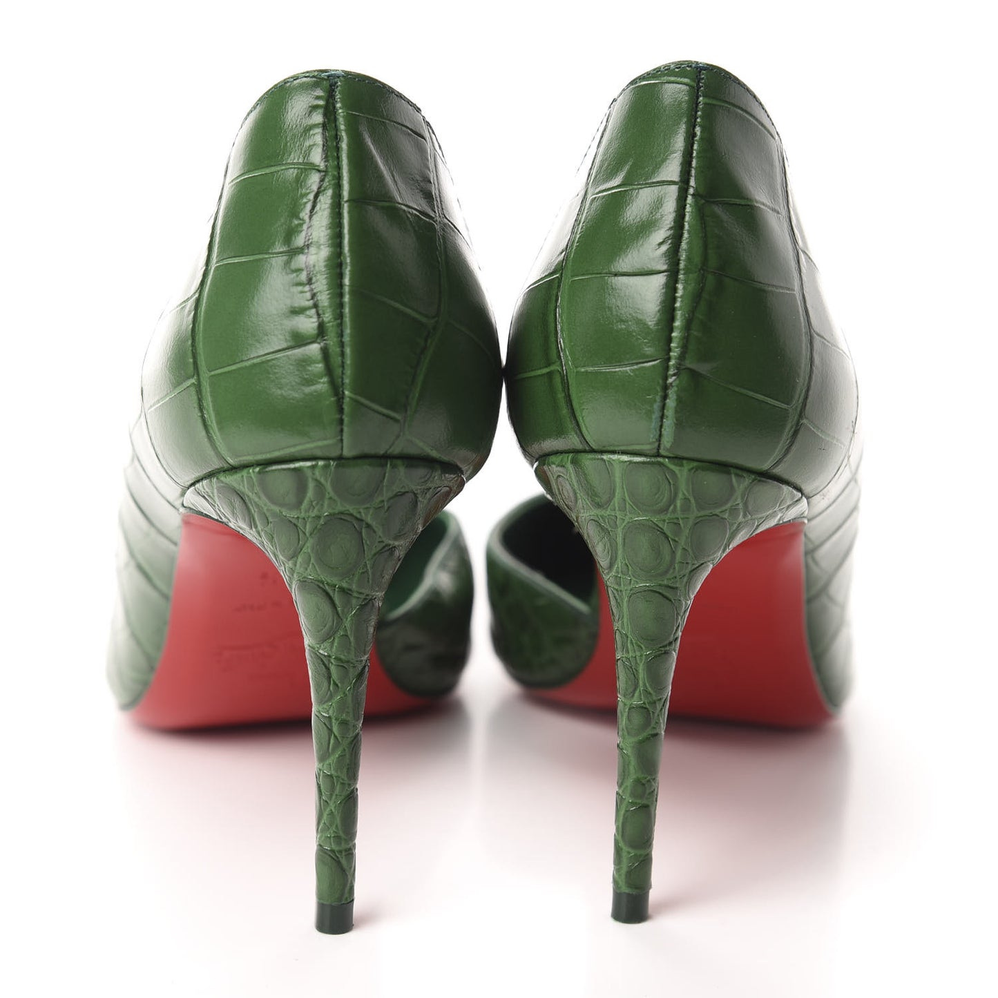 Crocodile Embossed Calfskin Iriza 100 Pumps 36.5 Green