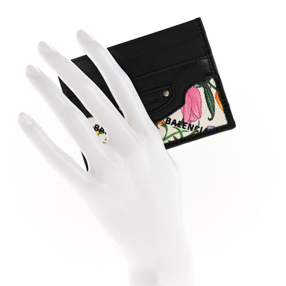 Balenciaga X GUCCI Canvas Azalea Calfskin Flora Logo Print Neo Classic Card Holder White Multicolor Black 2 of 5
