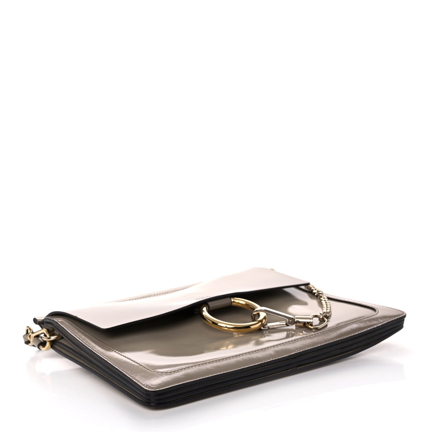 Patent Calfskin Medium Faye Shoulder Bag Motty Grey