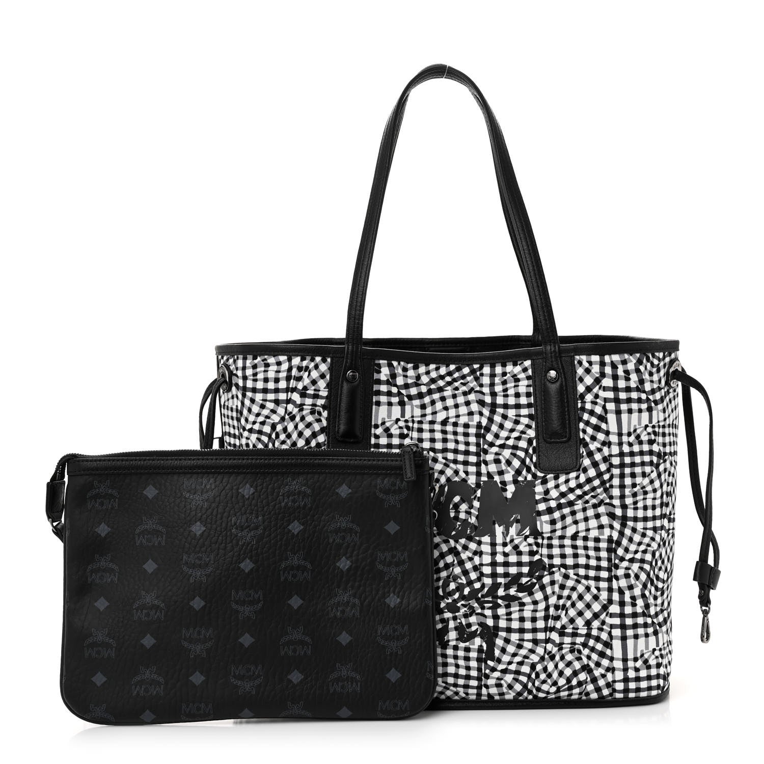 MCM Grained Calfskin Visetos Medium Liz Reversible Shopper Tote Black 1 of 18