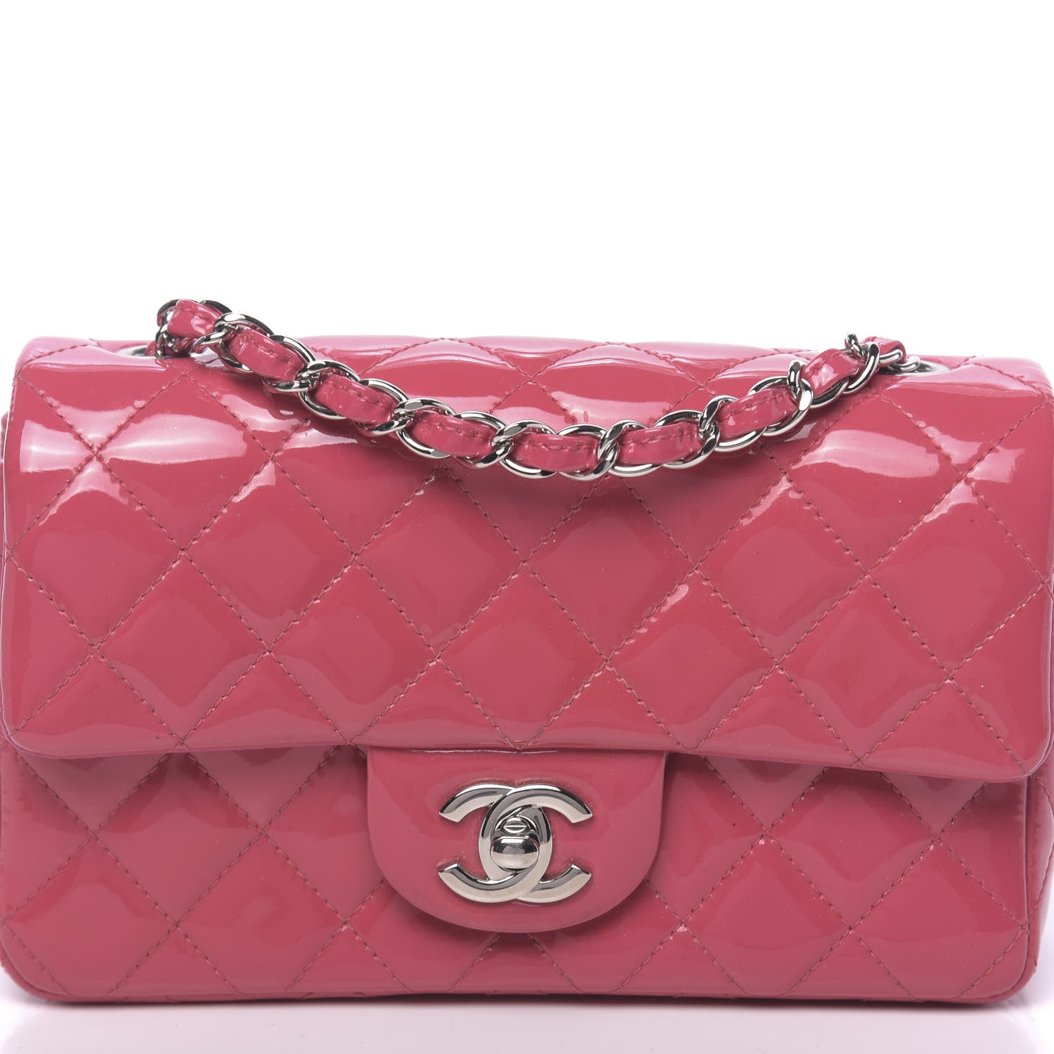 Chanel Patent Quilted Mini Rectangular Flap Fuchsia 8 of 11
