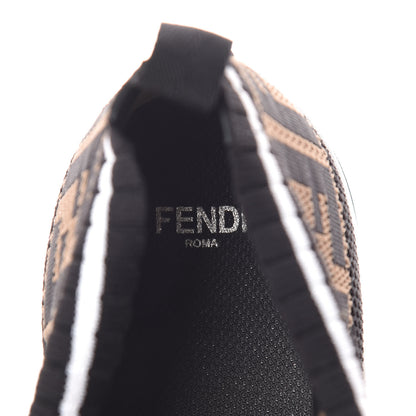 Fendi Stretch Yarn FF Stiff Band Rockoko Sneakers 39 Black White Tobacco 5 of 7