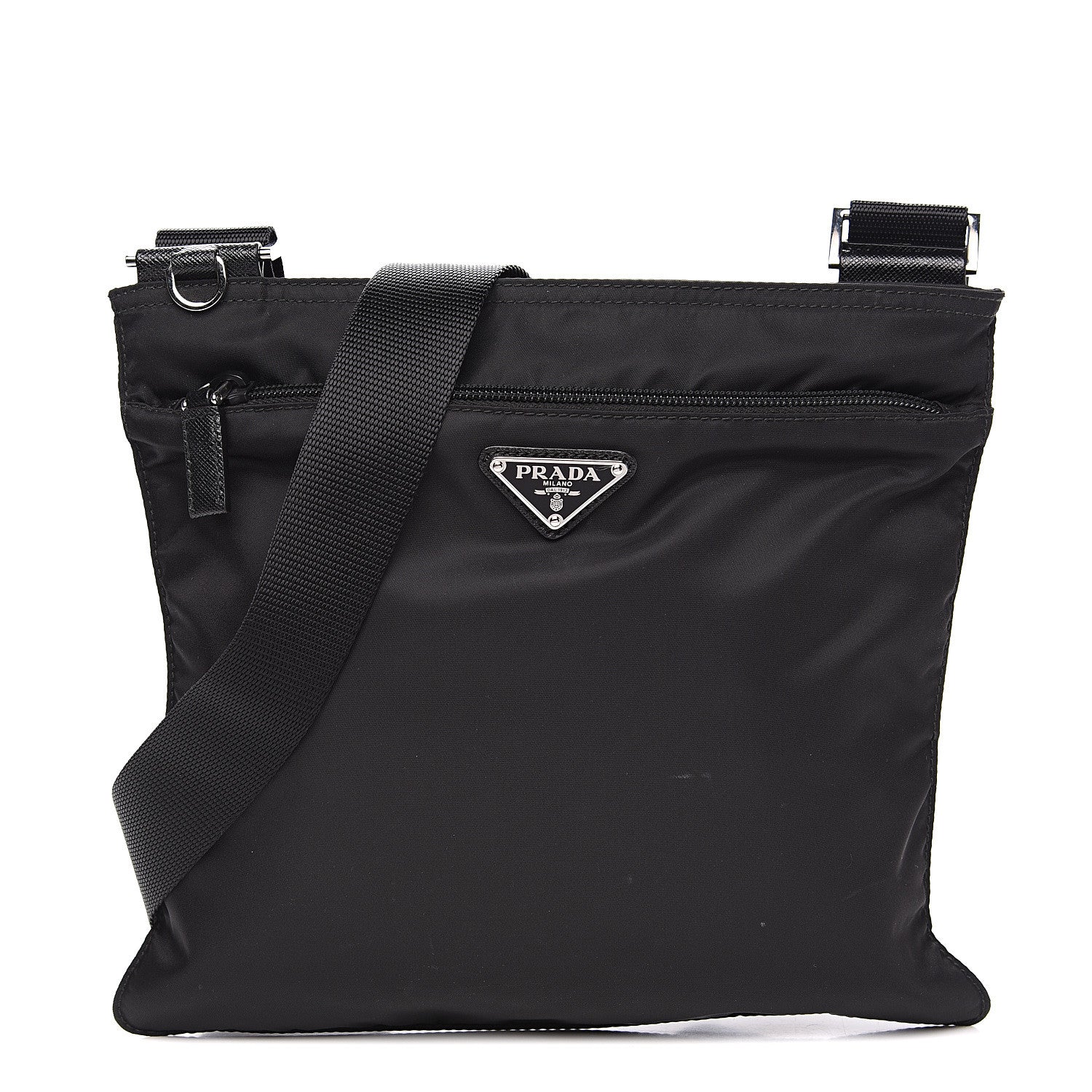 Prada Nylon Flat Messenger Bag Black 1 of 7