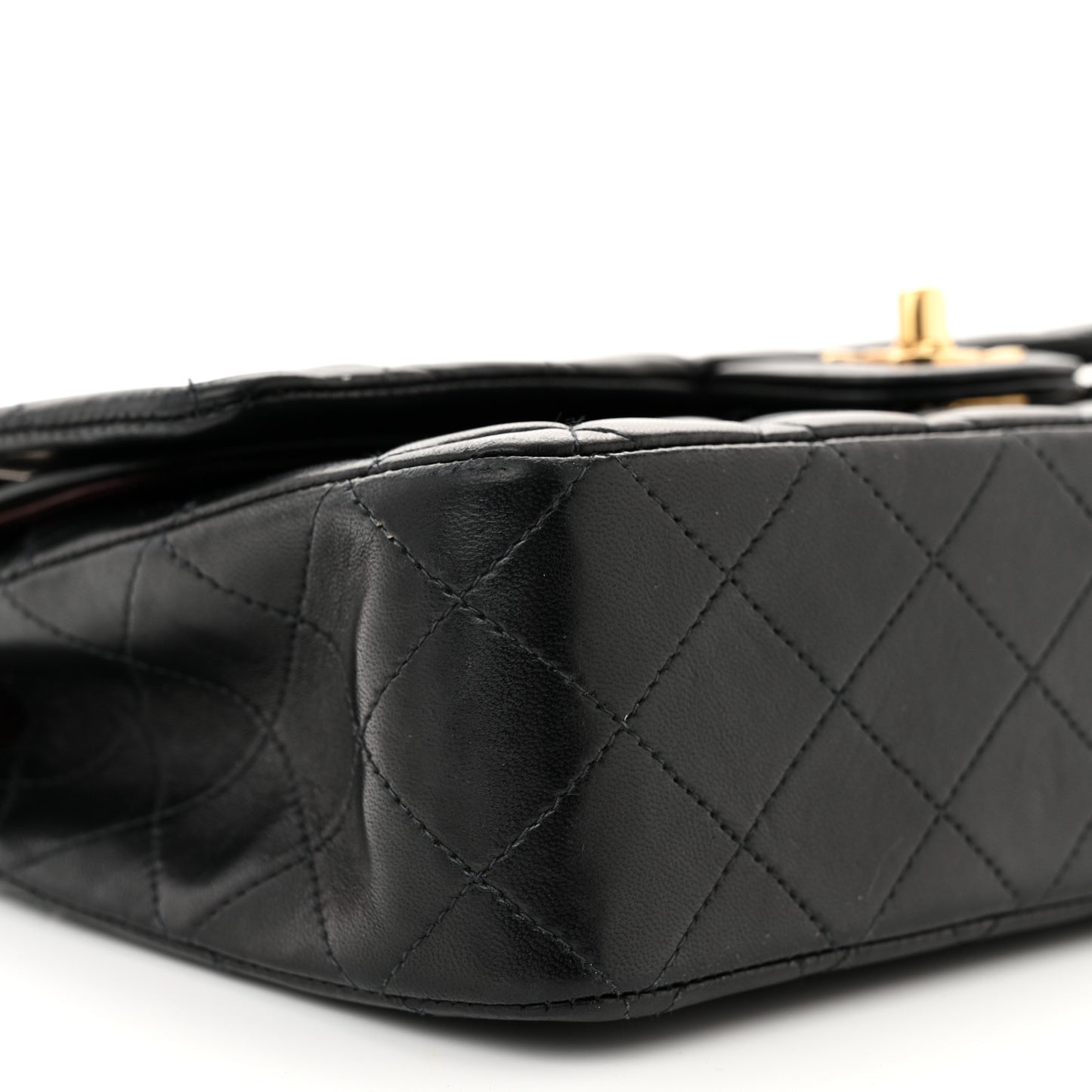 Lambskin Quilted Medium Double Flap Black