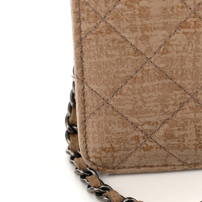 Chanel Crackled Coated Fabric Quilted Wallet On Chain WOC Beige 12 of 12