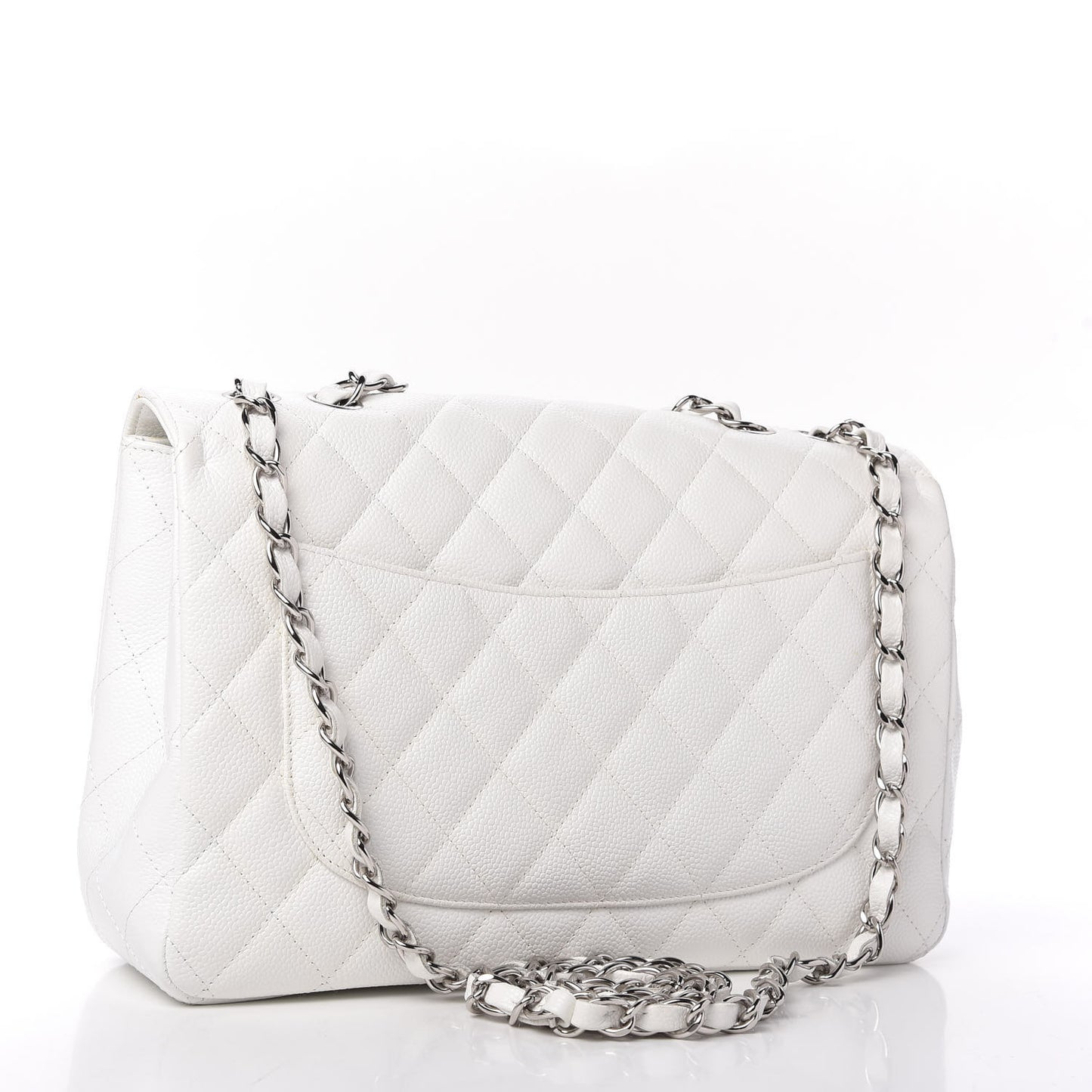 Caviar Quilted Jumbo Single Flap White