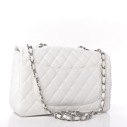 Chanel Caviar Quilted Jumbo Single Flap White 3 of 15