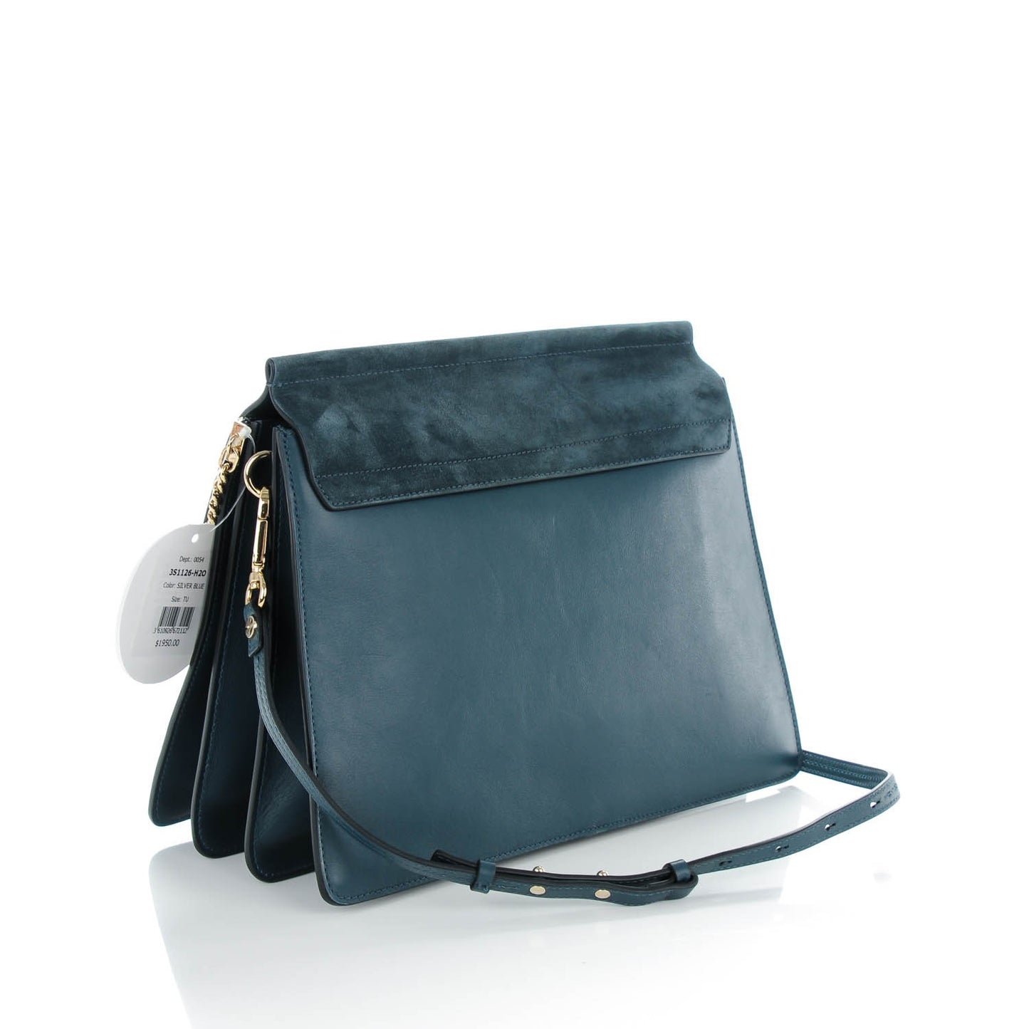 Suede Calfskin Medium Faye Shoulder Bag Silver Blue