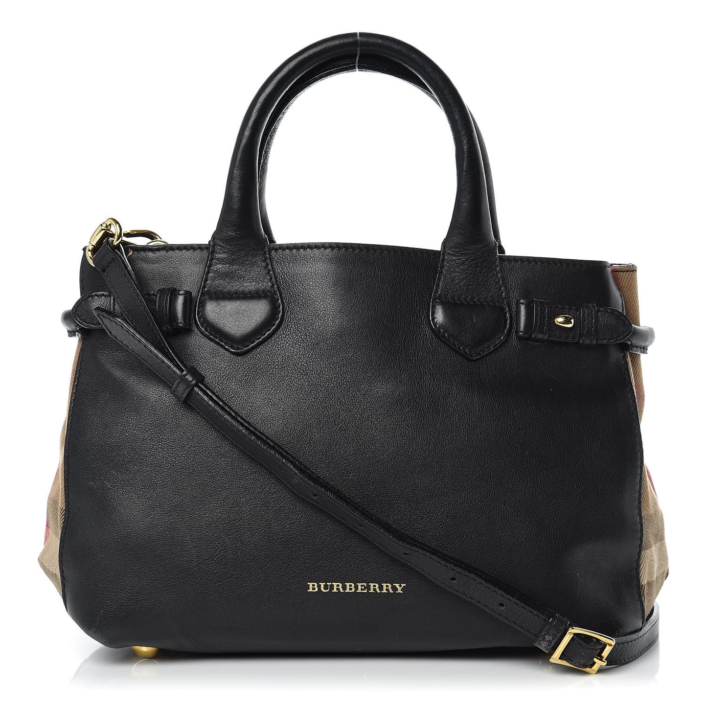 Smooth Calfskin House Check Baby Banner Tote Black