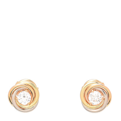 Cartier 18K Pink Yellow White Gold Diamond .36ctw Trinity De Cartier Stud Earrings 1 of 6