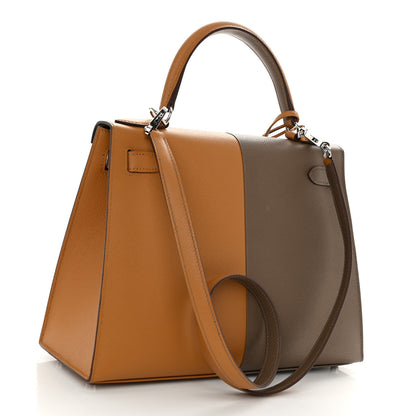 Hermes Epsom Casaque Kelly Sellier 28 Sesame Etoupe Bleu Indigo 3 of 13