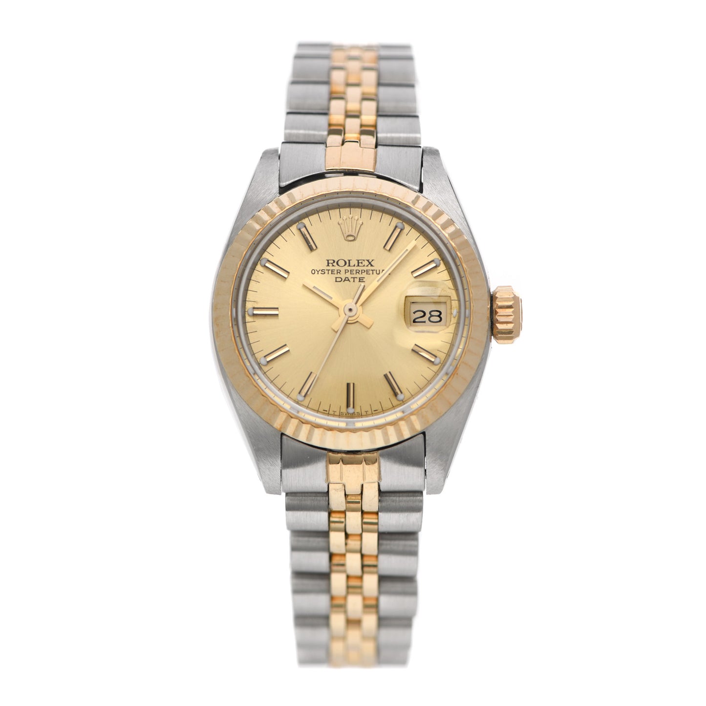 Stainless Steel 18K Yellow Gold 26mm Oyster Perpetual Datejust Watch Champagne 6916