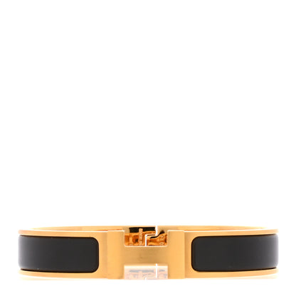 Hermes Matte Enamel Narrow Clic Clac HH Bracelet T5 Black 1 of 5