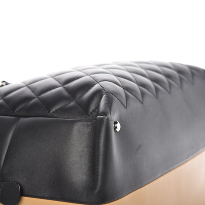 Chanel Calfskin Quilted Feather Weight Bowling Bag Black Beige 8 of 11