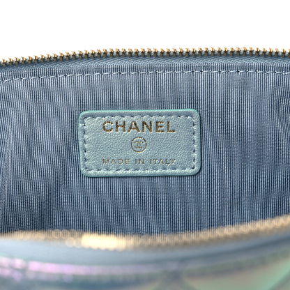 Chanel Iridescent Crumpled Calfskin Trio Cosmetic Case Blue Pink Ivory 12 of 13
