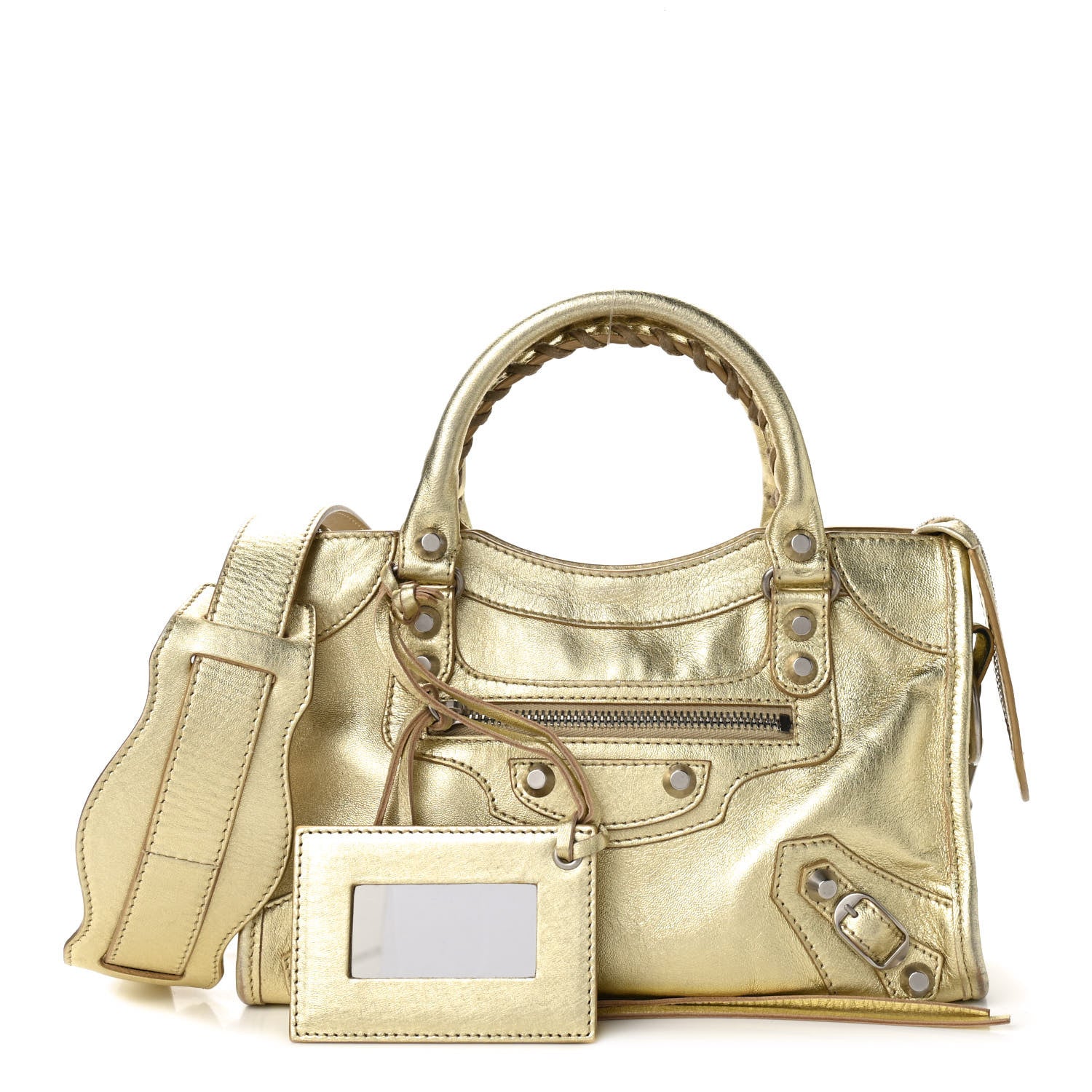 Balenciaga Laminated Agneau Classic Hardware Mini City Gold 1 of 12