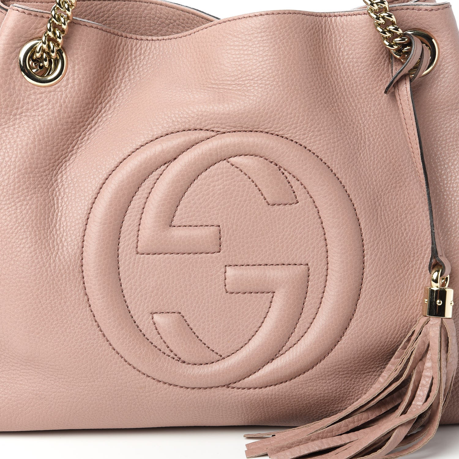 Gucci Pebbled Calfskin Medium Soho Chain Shoulder Bag Dark Cipria 11 of 11