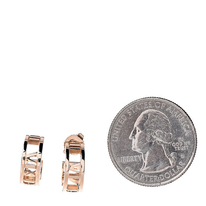 Tiffany 18K Rose Gold Mini Atlas Hoop Earrings 2 of 3
