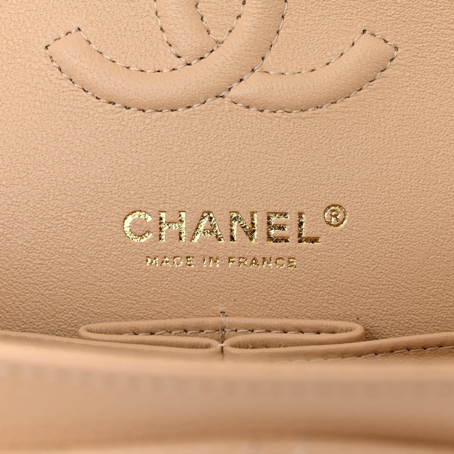 Caviar Quilted Small Double Flap Beige