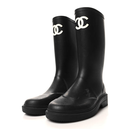 Chanel Caoutchouk CC High Boots 39 Black 3 of 7