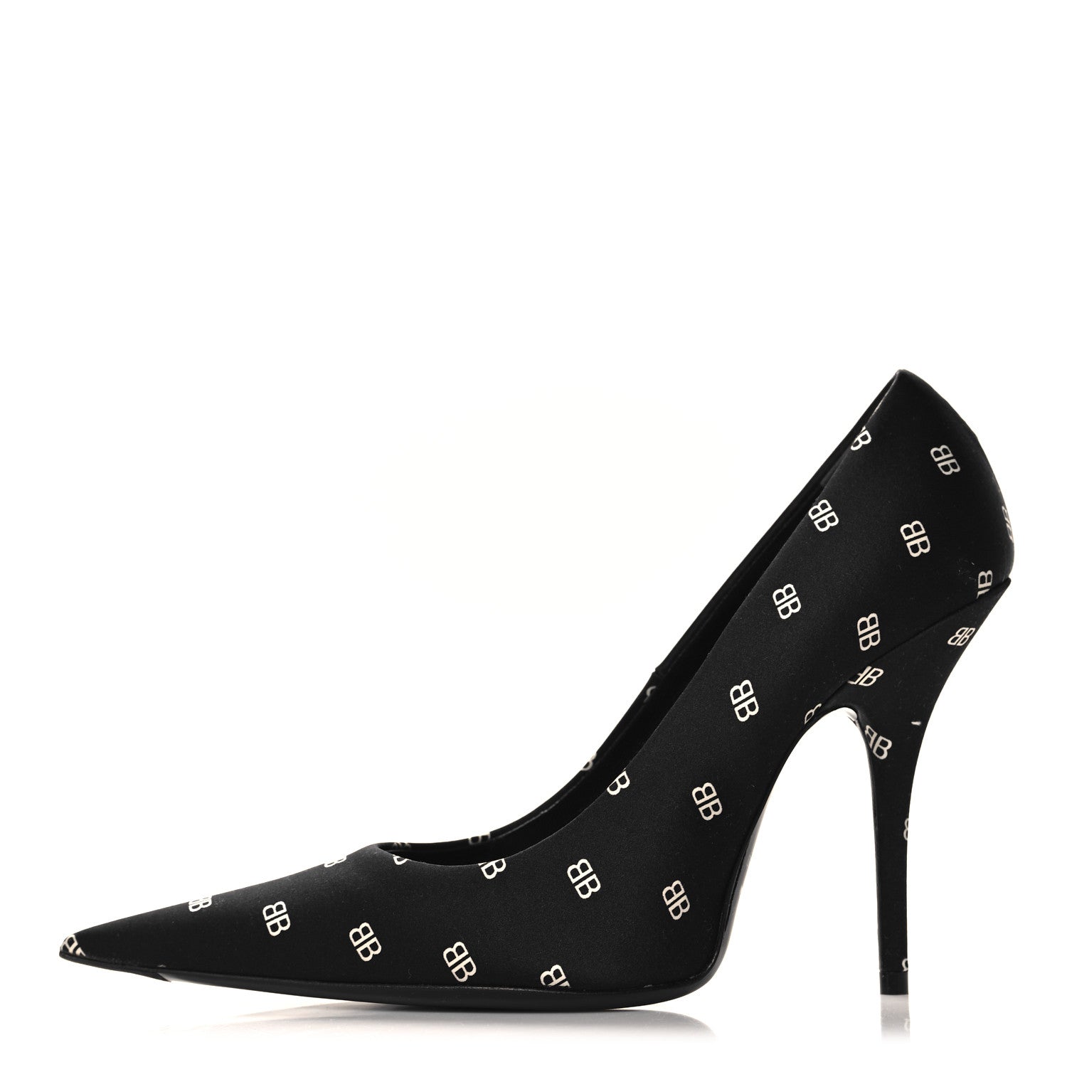 Balenciaga Crepe Satin BB Allover Logo Knife 100mm Pumps 36 Black 1 of 10