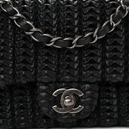 Chanel Lambskin Crochet Embroidered Small Flap Black 8 of 11