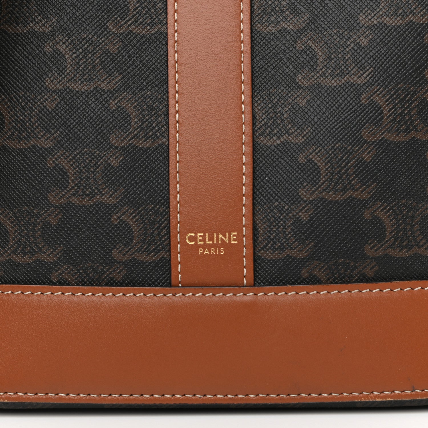 Celine Triomphe Canvas Calfskin Small Bucket Bag Tan 7 of 10