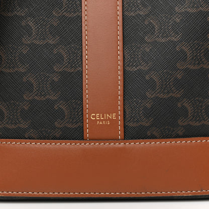 Celine Triomphe Canvas Calfskin Small Bucket Bag Tan 7 of 10
